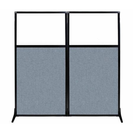 Versare Work Station Screen 66" x 70" Powder Blue Fabric With Clear Window 1840204
